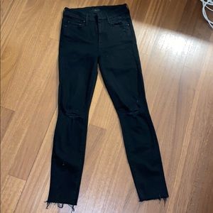 MOTHER black ripped skinny jeans